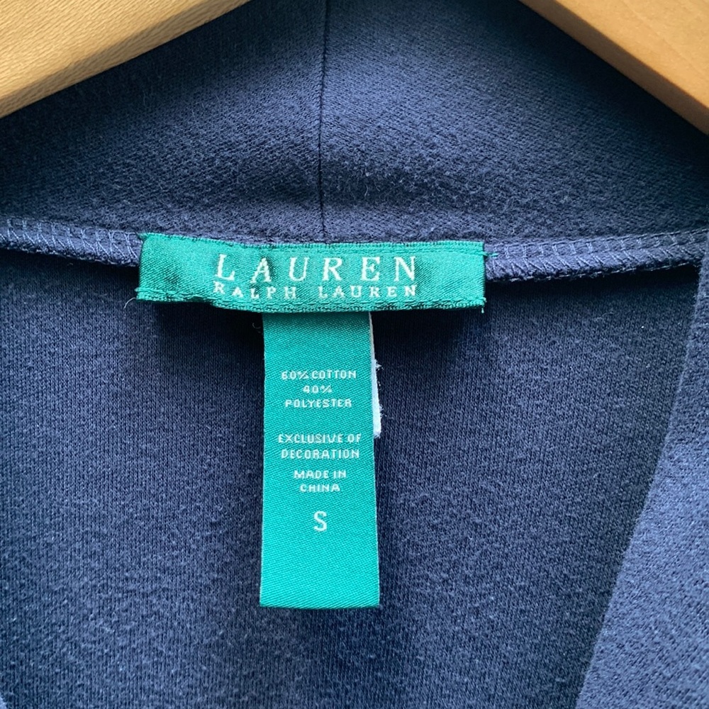 LAUREN Ralph Lauren long-sleeve Pajama dress Sz S Navy white Henley Winter Pjs - Picture 5 of 9
